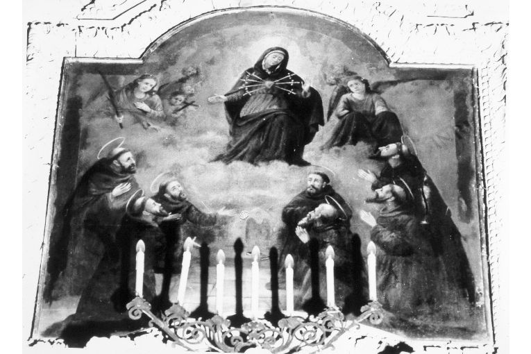 Madonna Addolorata e santi agostiniani (dipinto) - ambito salentino (sec. XIX)