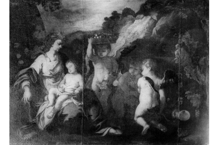 riposo nella fuga in Egitto (dipinto) di Elmo Serafino (attribuito) (sec. XVIII)