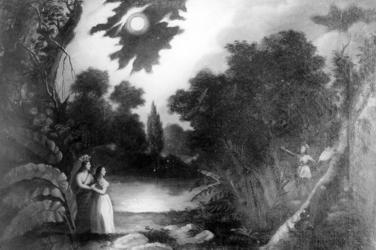 Paesaggio con figure (dipinto) - ambito salentino (sec. XIX)