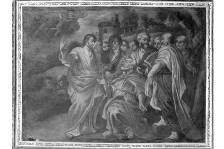Cristo consegna le chiavi a San Pietro (dipinto) - ambito pugliese (sec. XVIII)
