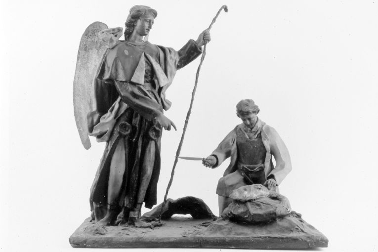 Tobia e San Raffaele arcangelo (statuetta) - ambito salentino (secc. XIX/ XX)