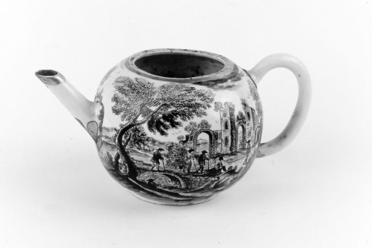 Paesaggio con rovine (cioccolatiera) - bottega di Castelli (sec. XVIII)