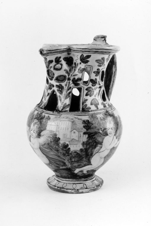 Paesaggio con angeli (brocca) - bottega di Faenza (sec. XVIII)