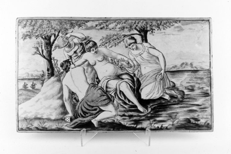 Mercurio e ninfe (targa) - bottega di Castelli (sec. XVII)