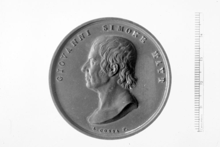 Ritratto di Giovanni Simone Mayr (recto)/ (medaglia) di Cossa Luigi (sec. XIX)