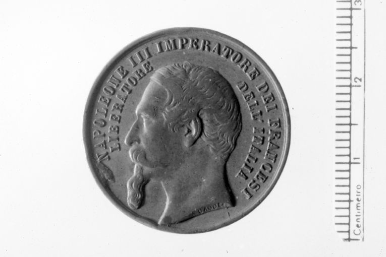 Ritratto di Napoleone III, imperatore di Francia (recto)/ / Ritratto di Vittorio Emanuele II, re di Sardegna (verso) (medaglia) - ambito italiano (sec. XIX)