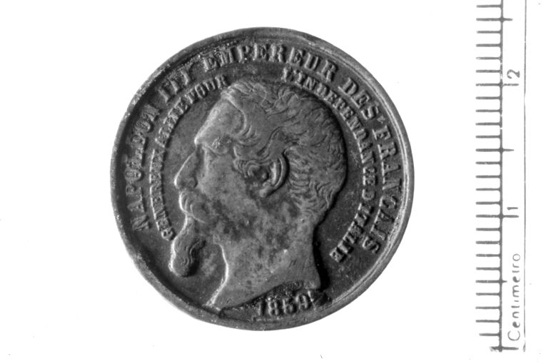 Ritratto di Napoleone III (recto)/ / Ritratto di Vittorio Emanuele II (verso) (medaglia) - ambito piemontese (sec. XIX)
