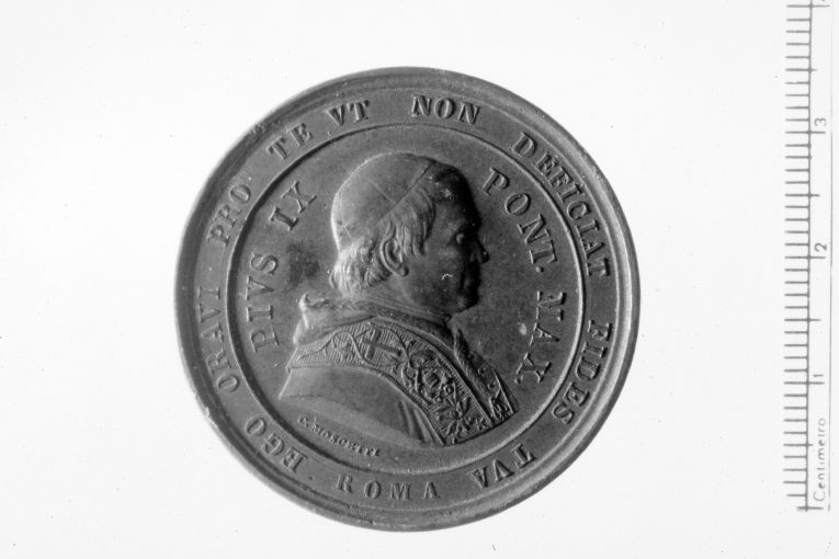 Ritratto di Pio IX papa (recto)/ / Ultima Cena (medaglia) di Moscetti Carlo (sec. XIX)