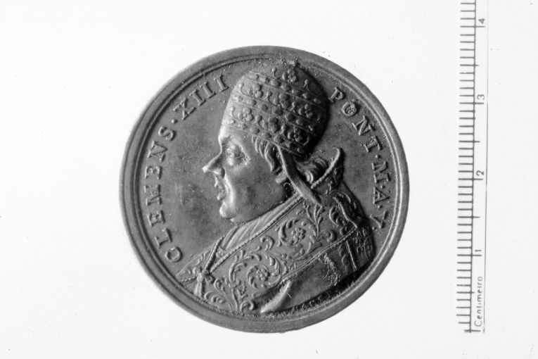 Ritratto di Clemente XIII papa (recto)/ / Il dio Tevere (verso) (medaglia) - ambito romano (sec. XVIII)