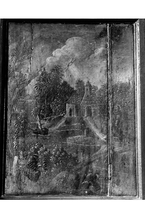 San Francesco d'Assisi riceve le stimmate (schienale di stallo di coro) di Matteo da Noha (sec. XVIII)