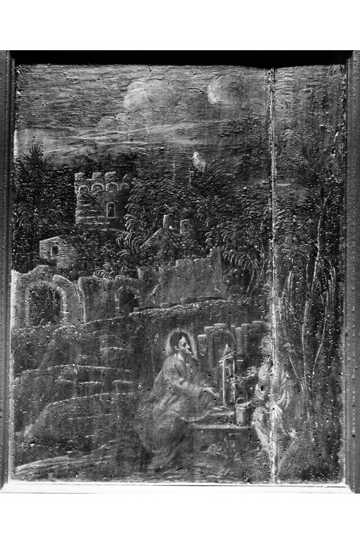 Cristo e la samaritana (schienale di stallo di coro) di Matteo da Noha (sec. XVIII)