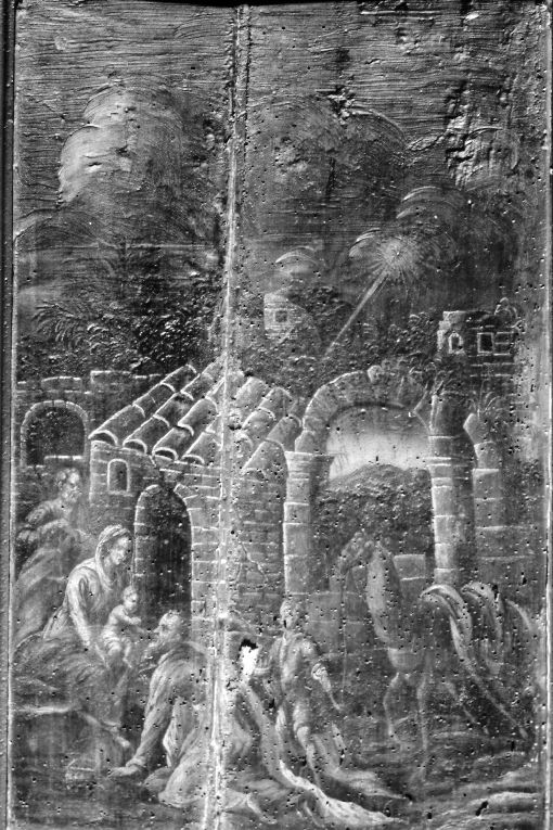 adorazione dei Re Magi (schienale di stallo di coro) di Matteo da Noha (sec. XVIII)