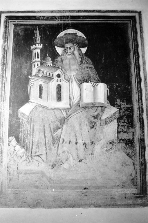 San Gerolamo e figura orante (dipinto) - ambito Italia meridionale (secondo quarto sec. XV)