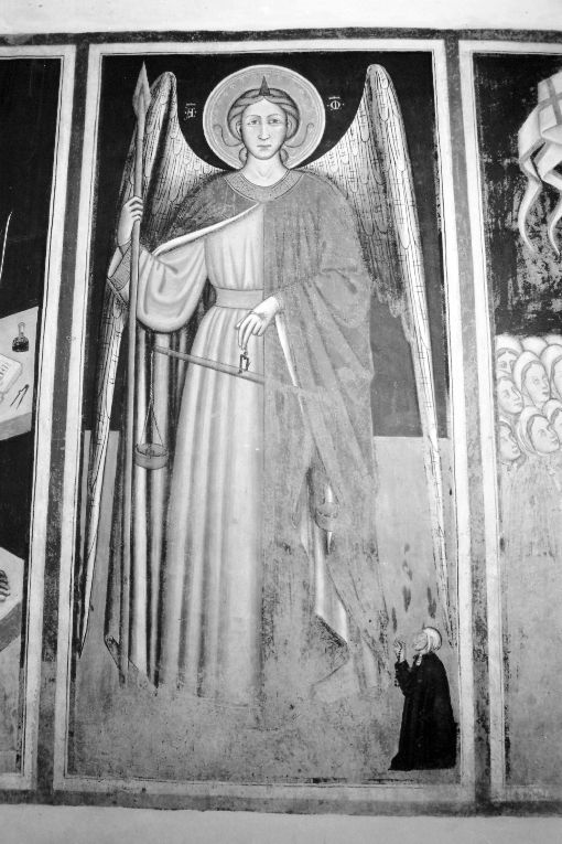 San Michele Arcangelo e figura di orante (dipinto) - ambito salentino (seconda metà sec. XV)