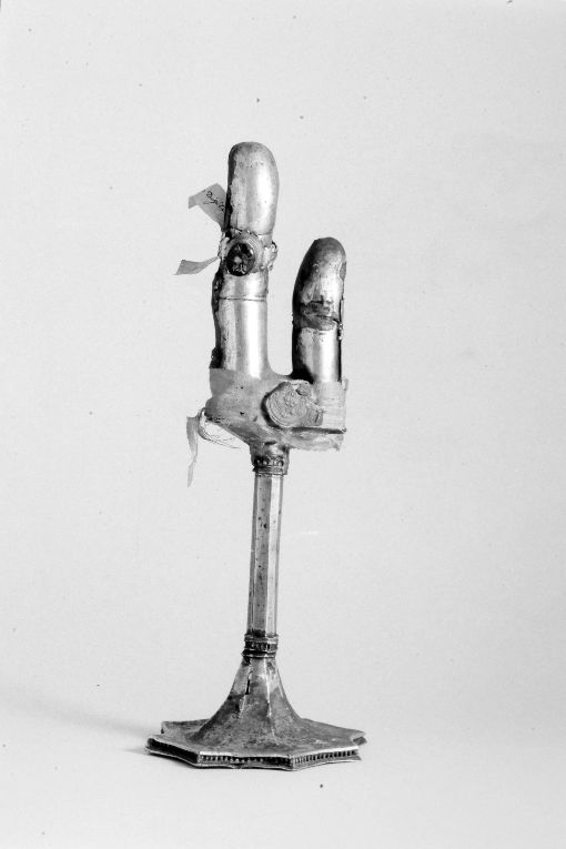 reliquiario antropomorfo - a dito - manifattura salentina (ultimo quarto sec. XIV)