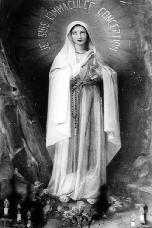 apparizione della Madonna a Lourdes (dipinto) di Stano Giovanni (sec. XX)
