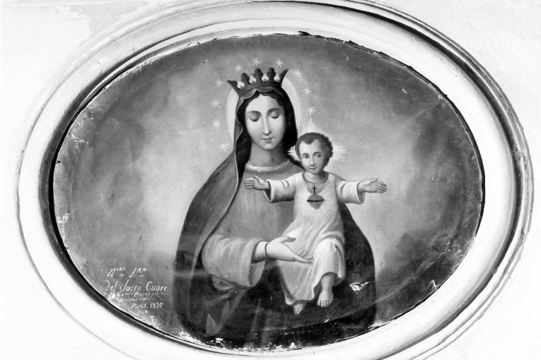 Nostra Signora del Sacro Cuore, Madonna con Bambino e Sacro Cuore (dipinto, opera isolata) - ambito salentino (sec. XIX)