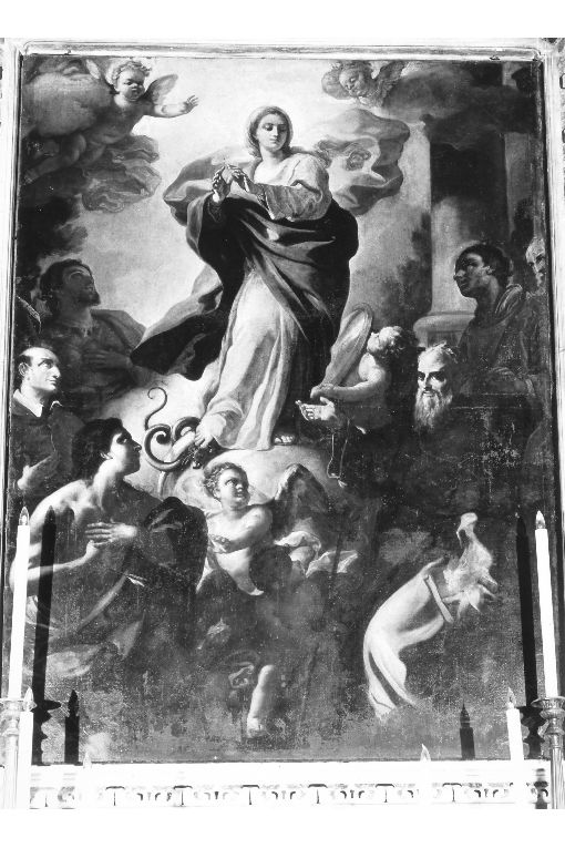 Madonna Immacolata e Santi (pala d'altare, elemento d'insieme) di Solimena Francesco detto Abate Ciccio (secondo quarto sec. XVIII)
