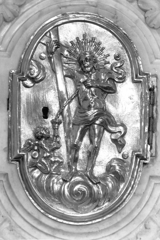 Cristo portacroce con angeli (sportello di tabernacolo) di Sanfelice Ferdinando (sec. XVIII)