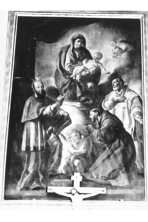 Madonna della Purita' e santi, Madonna con Bambino, san Francesco di Sales, san Francesco d'Assisi (dipinto) di Sanfelice Ferdinando (sec. XVIII)