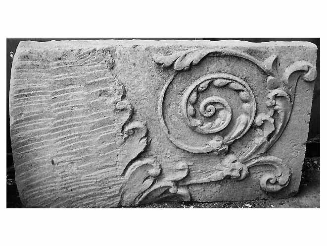 motivi decorativi a girali d'acanto (rilievo, frammento) - ambito salentino (secc. XVII/ XVIII)