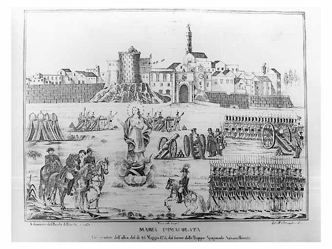 Madonna appare al generale Montamar il 1734 (stampa) - ambito pugliese (sec. XIX)