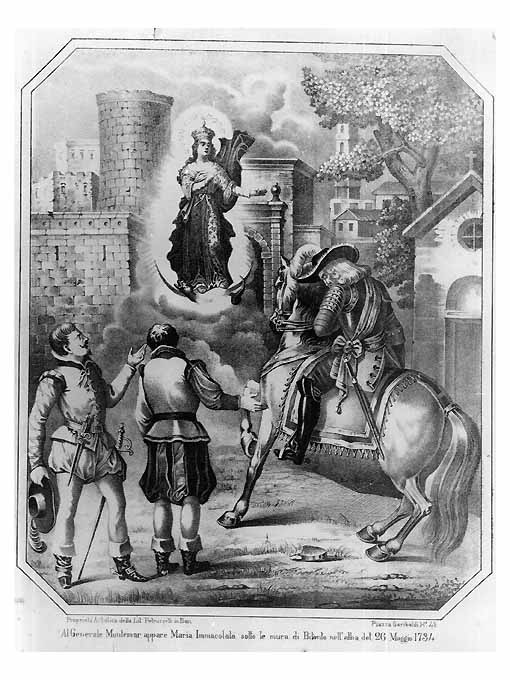 Madonna appare al generale Montamar il 1734 (stampa) - ambito pugliese (sec. XIX)