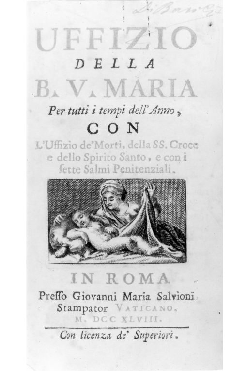 Madonna con Bambino (stampa) di Salvioni Maria Giovanni (sec. XVIII)