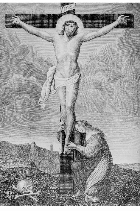 crocifissione di Cristo (stampa) di Rossi A (sec. XIX)