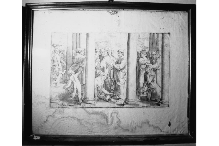 Gesù guarisce lo storpio (stampa) di Sanzio Raffaello, Lauro Giacomo (sec. XVII)
