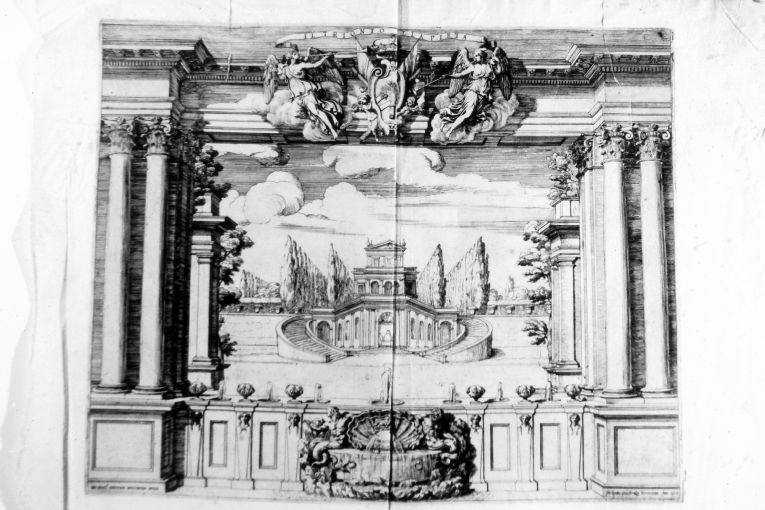 Prospetto architettonico (stampa) di Galestruzzi Giovan Battista, Grimaldi Giovan Francesco detto Bolognese (sec. XVII)