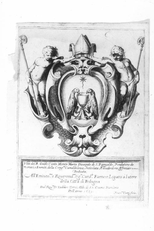 Arme gentilizia del conte Guido Monte Marte (stampa) di Curti Francesco (sec. XVII)