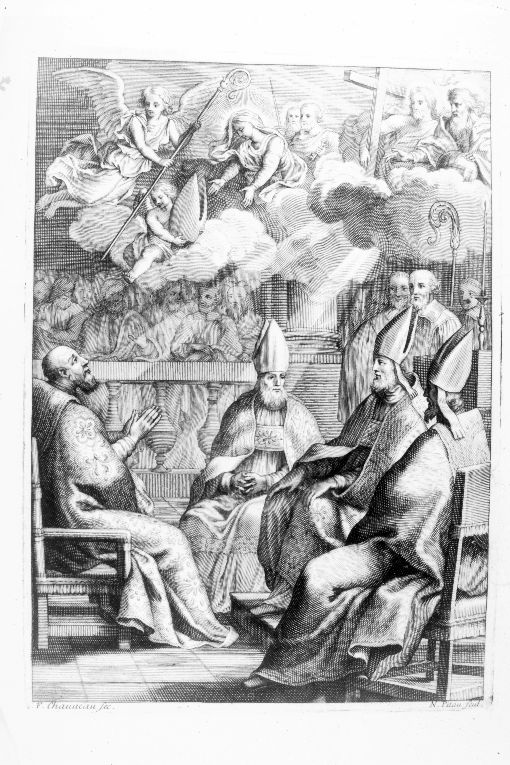 Il Concilio Tridentino assistito dalla Trinità (stampa) di Chauveau Francois, Pitau Nicolas (seconda metà sec. XVII)
