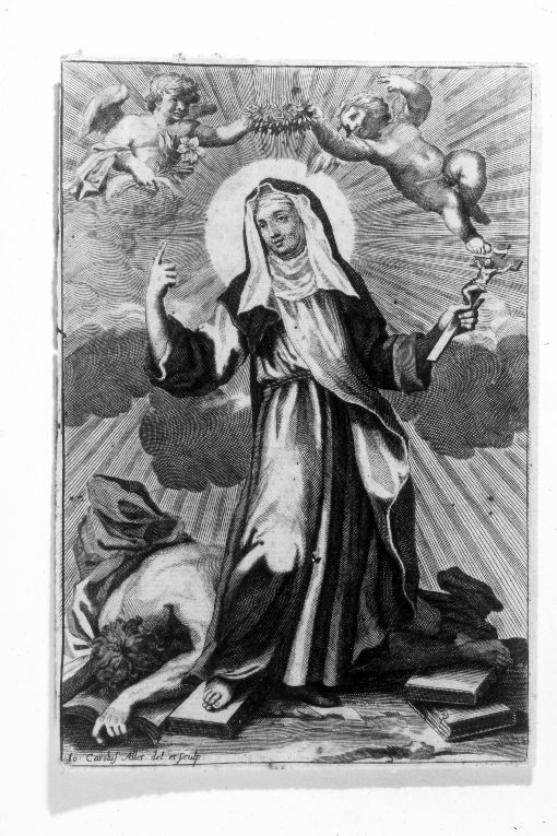 Santa Rosa da Lima (stampa smarginata) di Allet Jean Charles (secc. XVII/ XVIII)