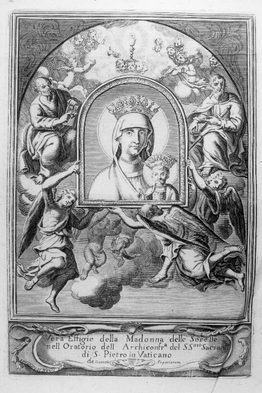 Effigie della Madonna dell'Oratorio dell'Arciconfraternitadel SS. Sacramento di san Pietro in Vaticano (stampa) di Alexandre de France, Bernaliu (sec. XVII)