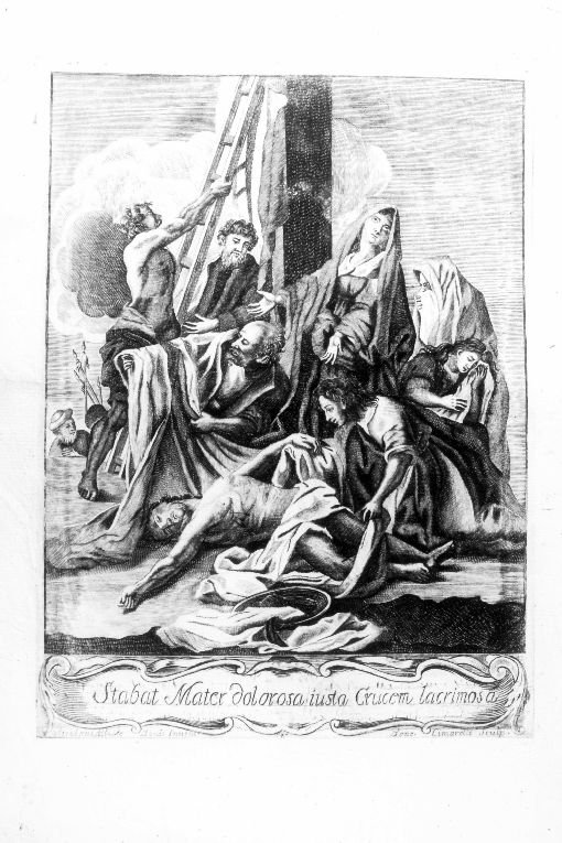 deposizione di Cristo dalla croce (stampa) di De Bonis Nicola Alberto, Cimarelli Benedetto (sec. XVII)
