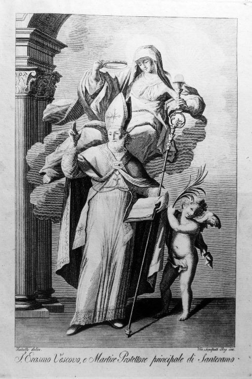 Sant'Erasmo (stampa) di Tatulli Samuele, Scarpati Vincenzo (secc. XVII/ XVIII)