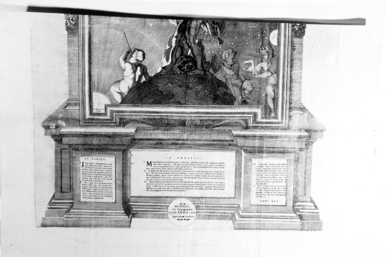 Altare con raffigurazione di Atlante e San FrancescoSaverio (stampa) di Blondeau Jacques (sec. XVII)
