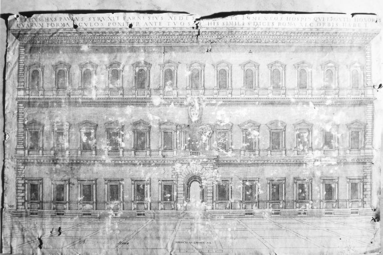 Palazzo Farnese a Roma (stampa smarginata) di N. B (fine/inizio secc. XVI/ XVII)