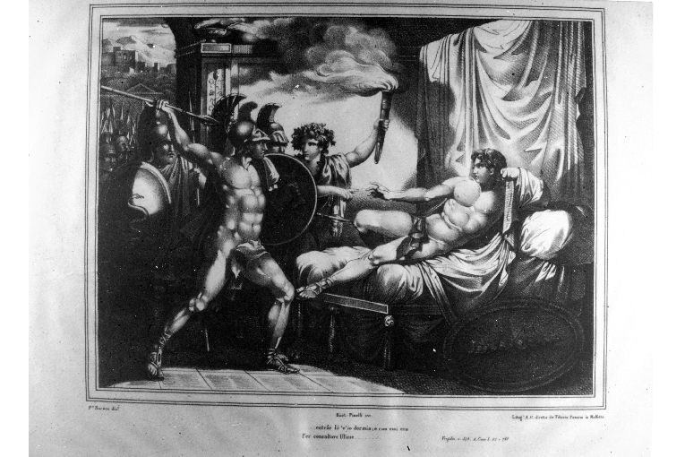 L'uccisione di Reso (stampa) di Sorace Paolo, Pinelli Bartolomeo, Pansini Tiberio (secc. XVIII/ XIX)