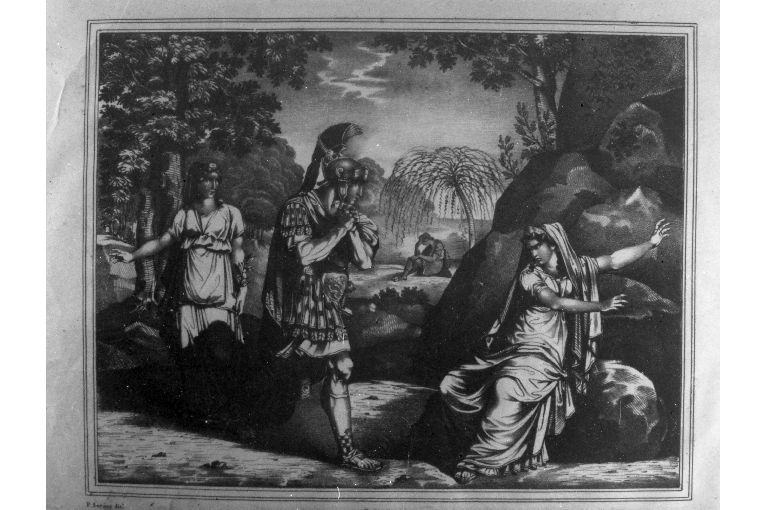 Enea e Didone con ancelle (stampa) di Sorace Paolo, Pinelli Bartolomeo, Pansini Tiberio (secc. XVIII/ XIX)