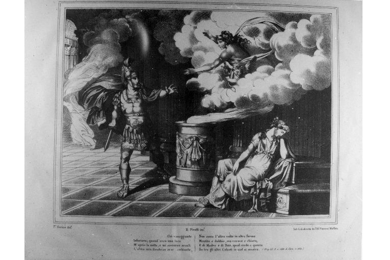 Venere esorta Enea ad abbandonare Troia (stampa) di Sorace Paolo, Pinelli Bartolomeo, Pansini Tiberio (secc. XVIII/ XIX)
