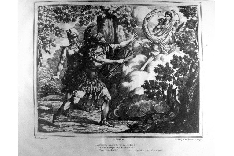 Venere appare ad Enea e ad Acate (stampa) di Sorace Paolo, Pinelli Bartolomeo, Pansini Tiberio (secc. XVIII/ XIX)