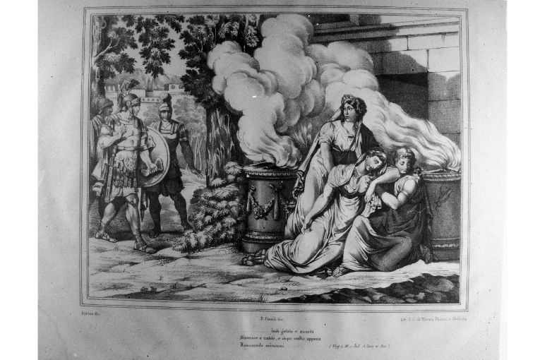 Enea si presenta ad Andromaca che sacrifica ai Mani (stampa) di Sorace Paolo, Pinelli Bartolomeo, Pansini Tiberio (secc. XVIII/ XIX)