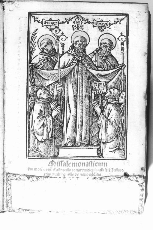 San Placido, San Benedetto, San Mauro (stampa colorata a mano) - ambito italiano (sec. XVI)