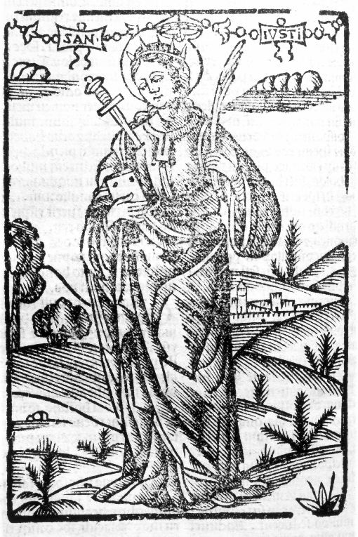 Santa Giustina (stampa colorata a mano) - ambito veneziano (sec. XVI)