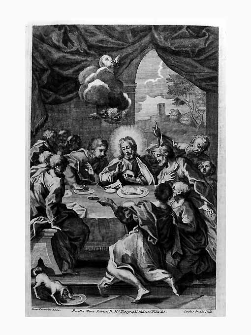 Ultima cena (stampa) di Passaro Giuseppe, Salvioni Rosalba Maria, Grandi Carolus (sec. XVIII)
