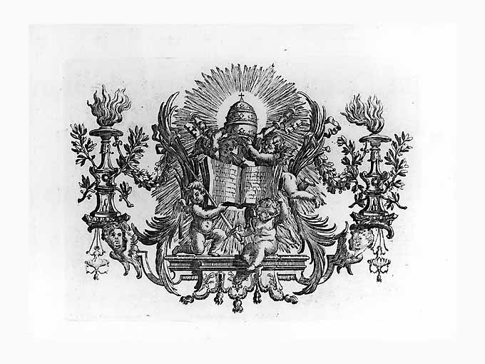 angeli con simboli del Papato (stampa) di Juvarra Filippo (sec. XVIII)