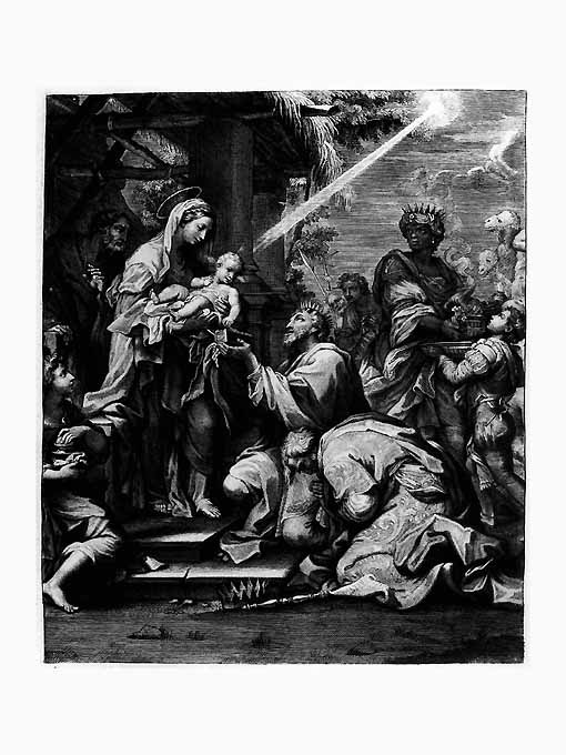 adorazione dei Re Magi (stampa) - ambito romano (sec. XIX)
