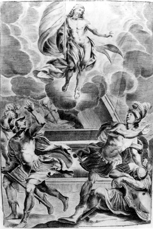 resurrezione di Cristo (stampa) di M. Ku(e)l F, Ruschi Francesco (sec. XVII)